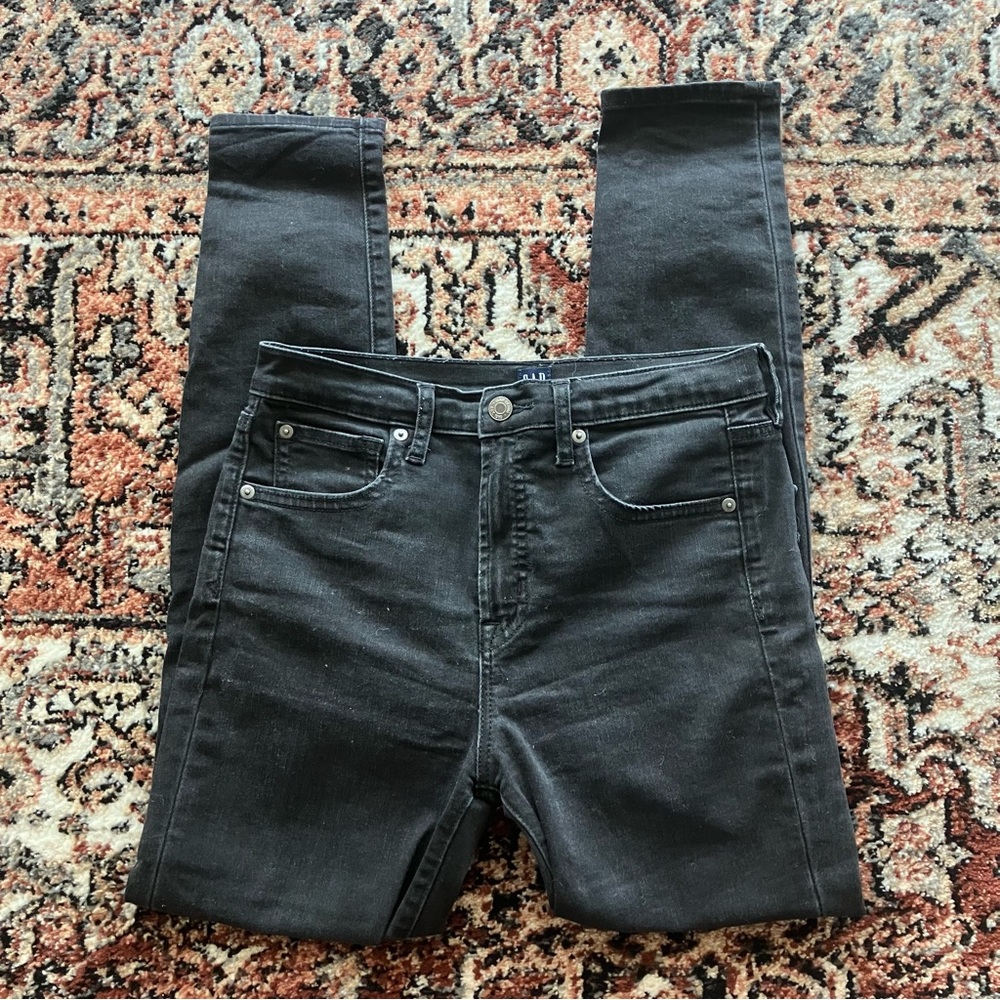 GAP High-Rise True Skinny Washed Black Skinny Jeans Ankle length Size 27